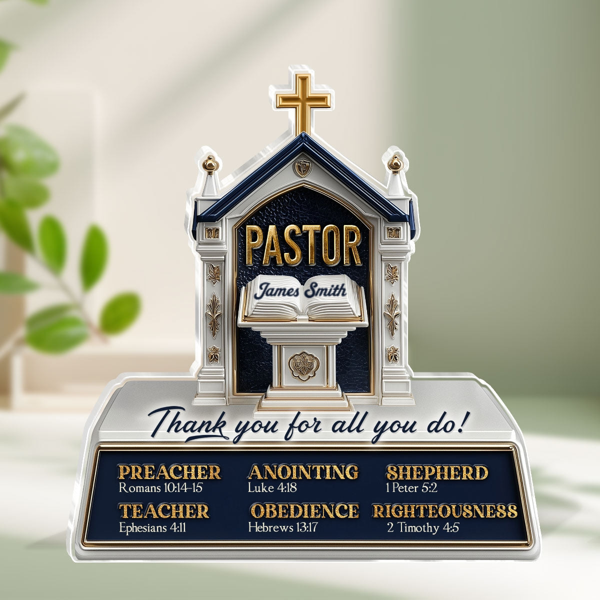 My Preacher, Teacher, & Shepherd, Gift For Pastor | Personalized Custom Shaped Squared Acrylic Plaque