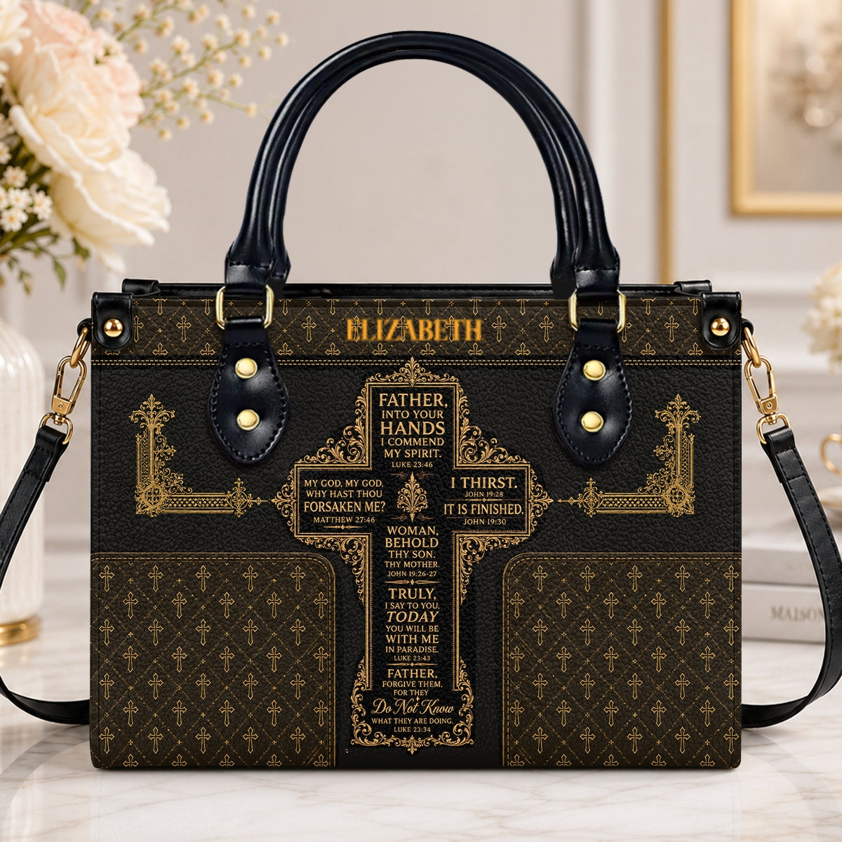 Seven Last Words, Gift For Women | Personalized Leather Handbag