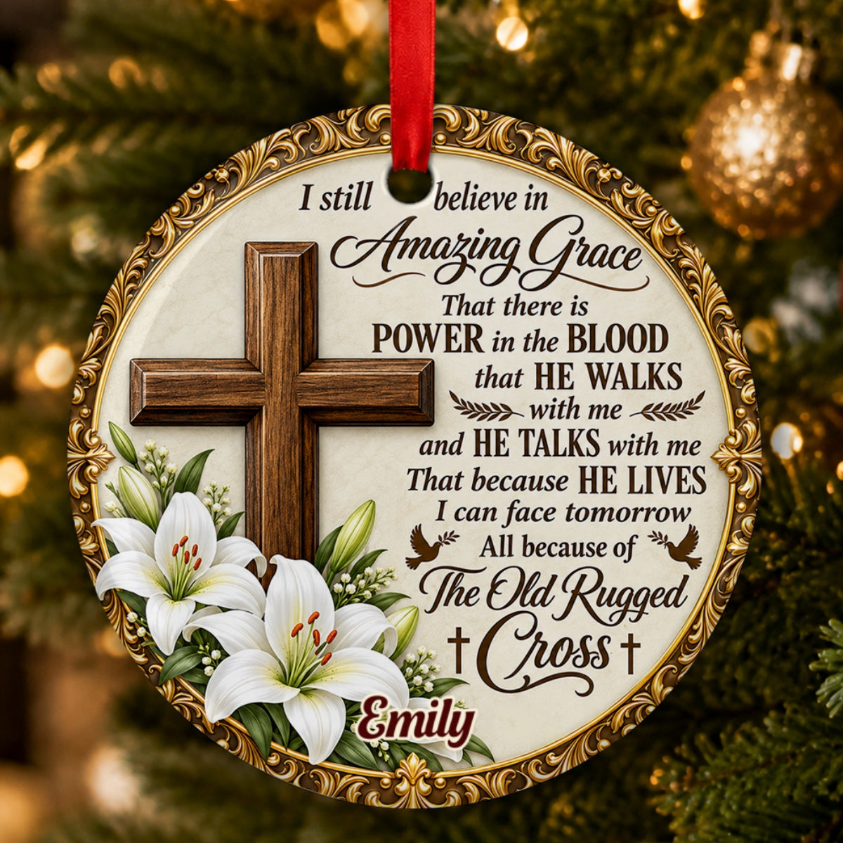 I Still Believe In Amazing Grace, Gift For Mom | Personalized Round Shaped Ceramic Ornament