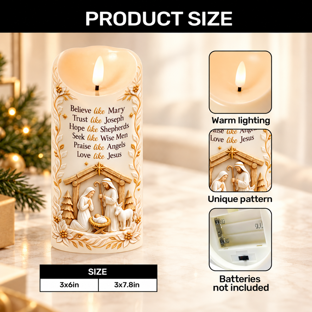 Holy Family, Gift For Family | Flameless LED Candle