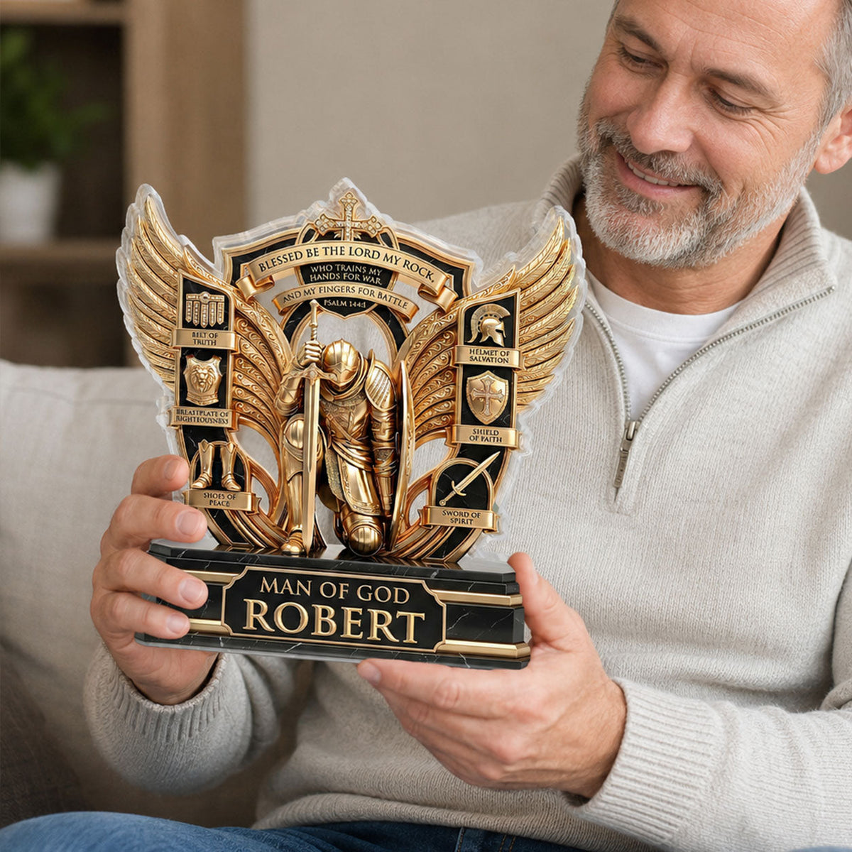 Blessed Be The Lord My Rock, Christian Gift For Believers | Personalized Custom Shaped Acrylic Plaque