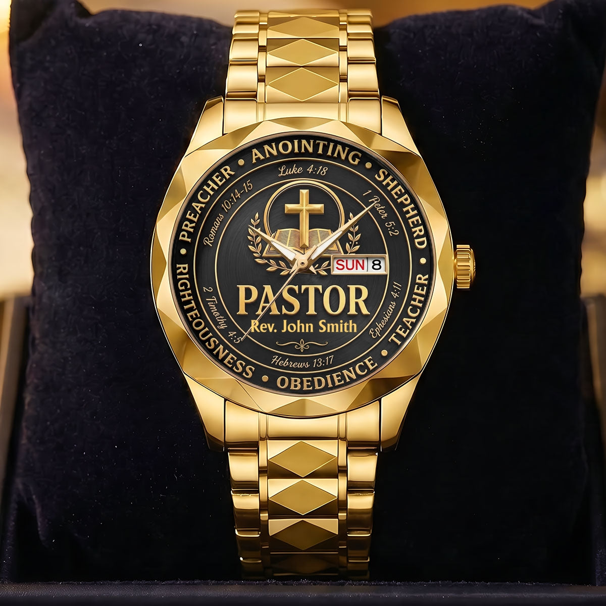Faithful Shepherd Pastor Tribute, Gift For Pastor - Personalized Men's Wrist Watch