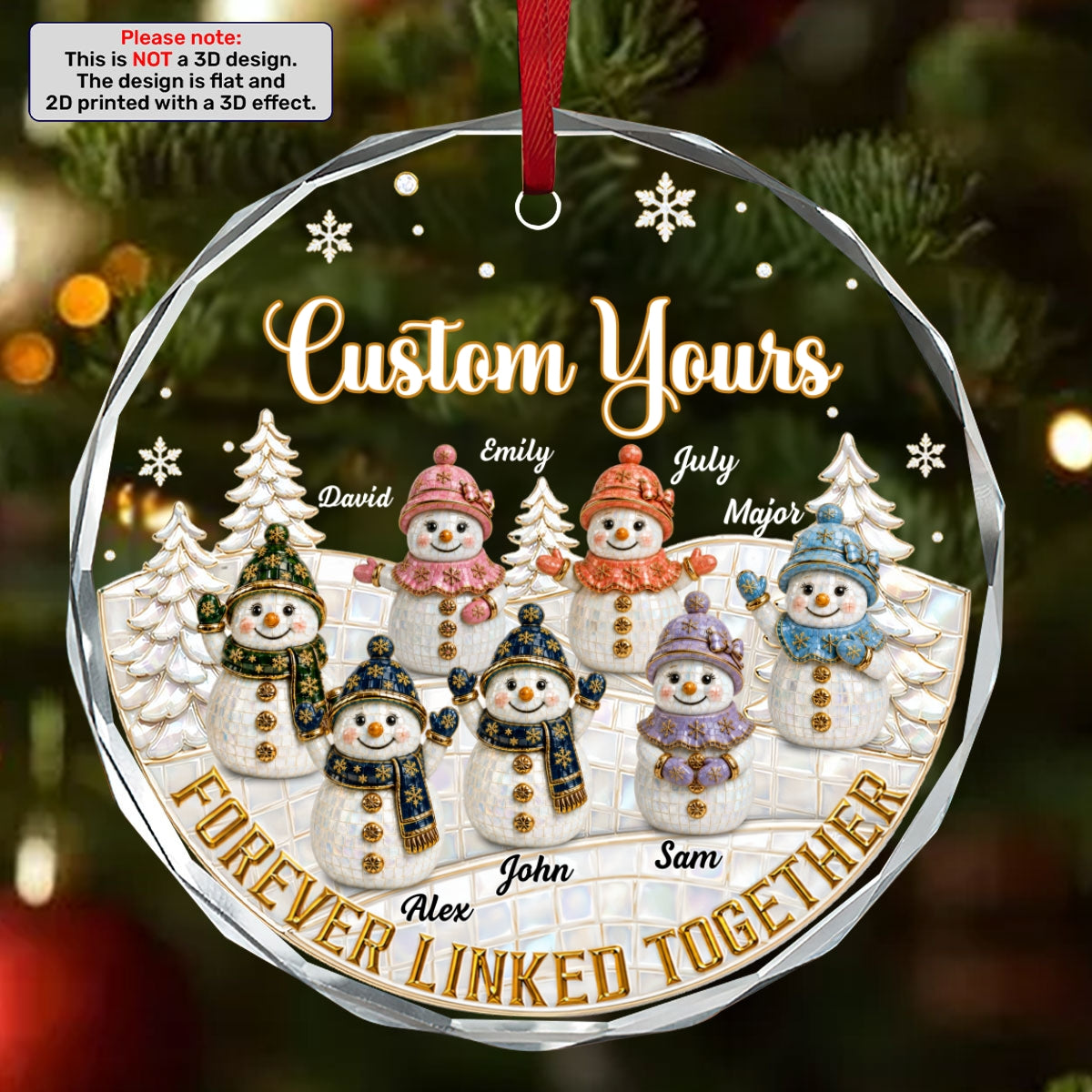 Forever Our Bond, Christmas Gifts For Siblings - Personalized Round Shaped Glass Ornament
