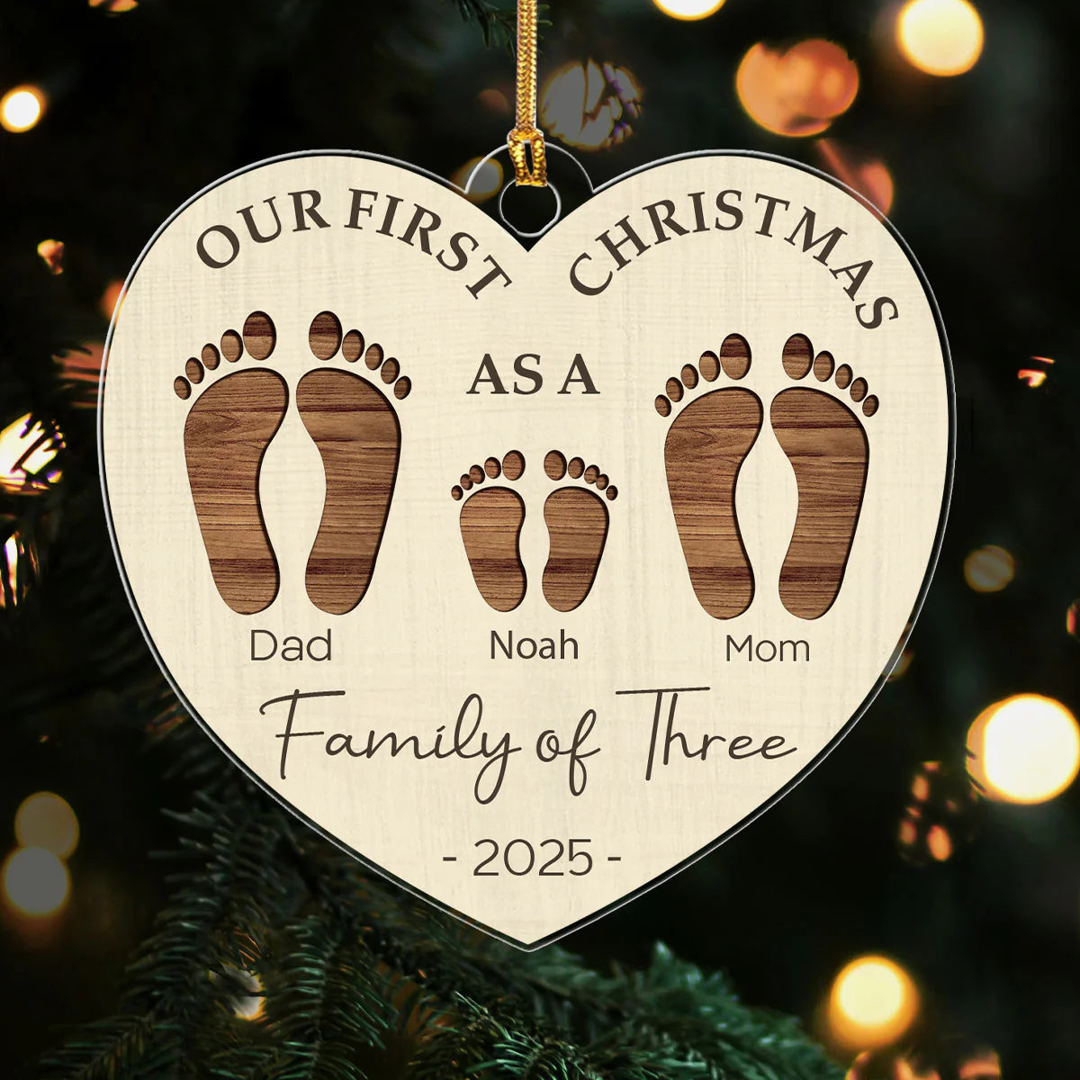 Our First Christmas As A Family - Personalized 1-Layer Acrylic Ornament