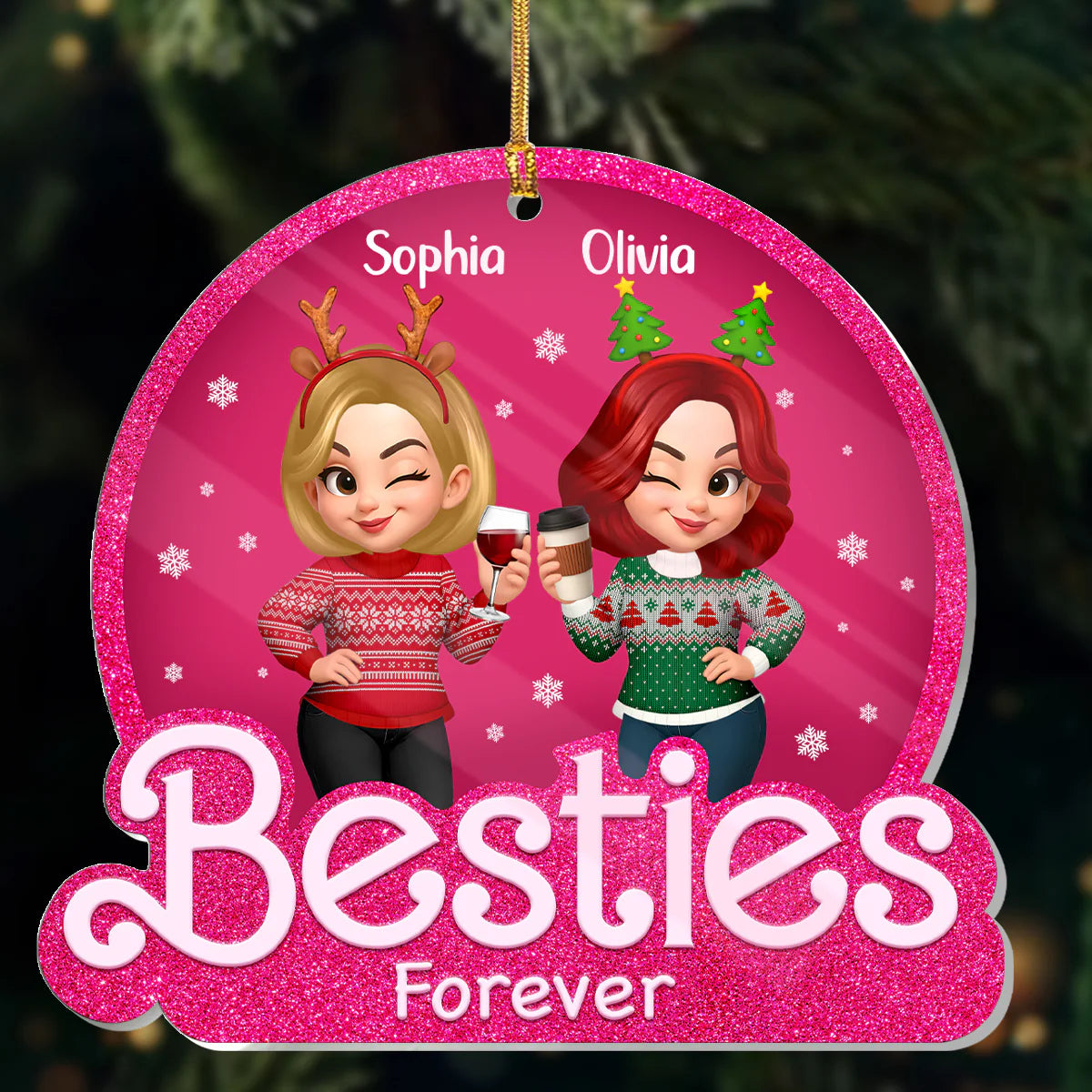 Besties Forever - Personalized 1-Layer Acrylic Ornament