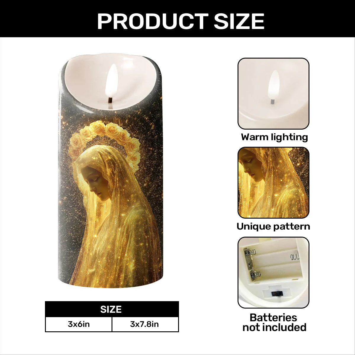 Crown Of Roses, Light Of Heaven - Flameless LED Candle