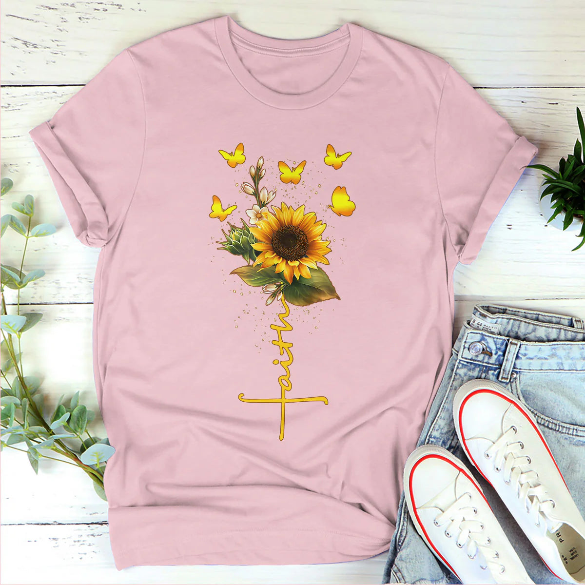 Faith Sunflower | Personalized 2D Unisex T-shirt