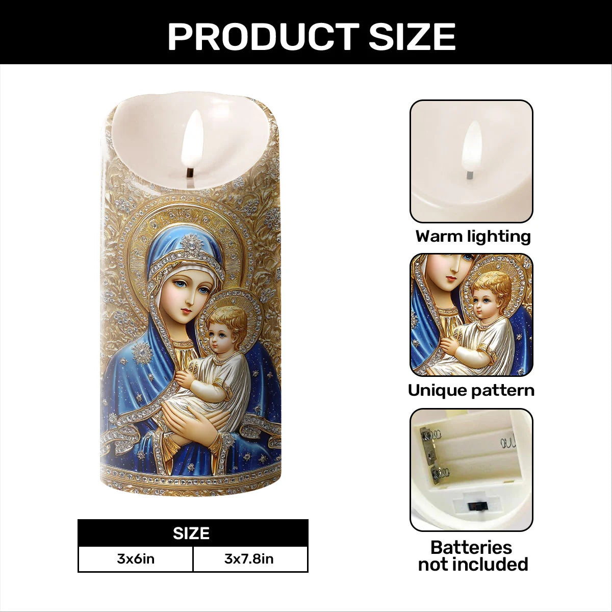 Theotokos Of Divine Splendor - Flameless LED Candle