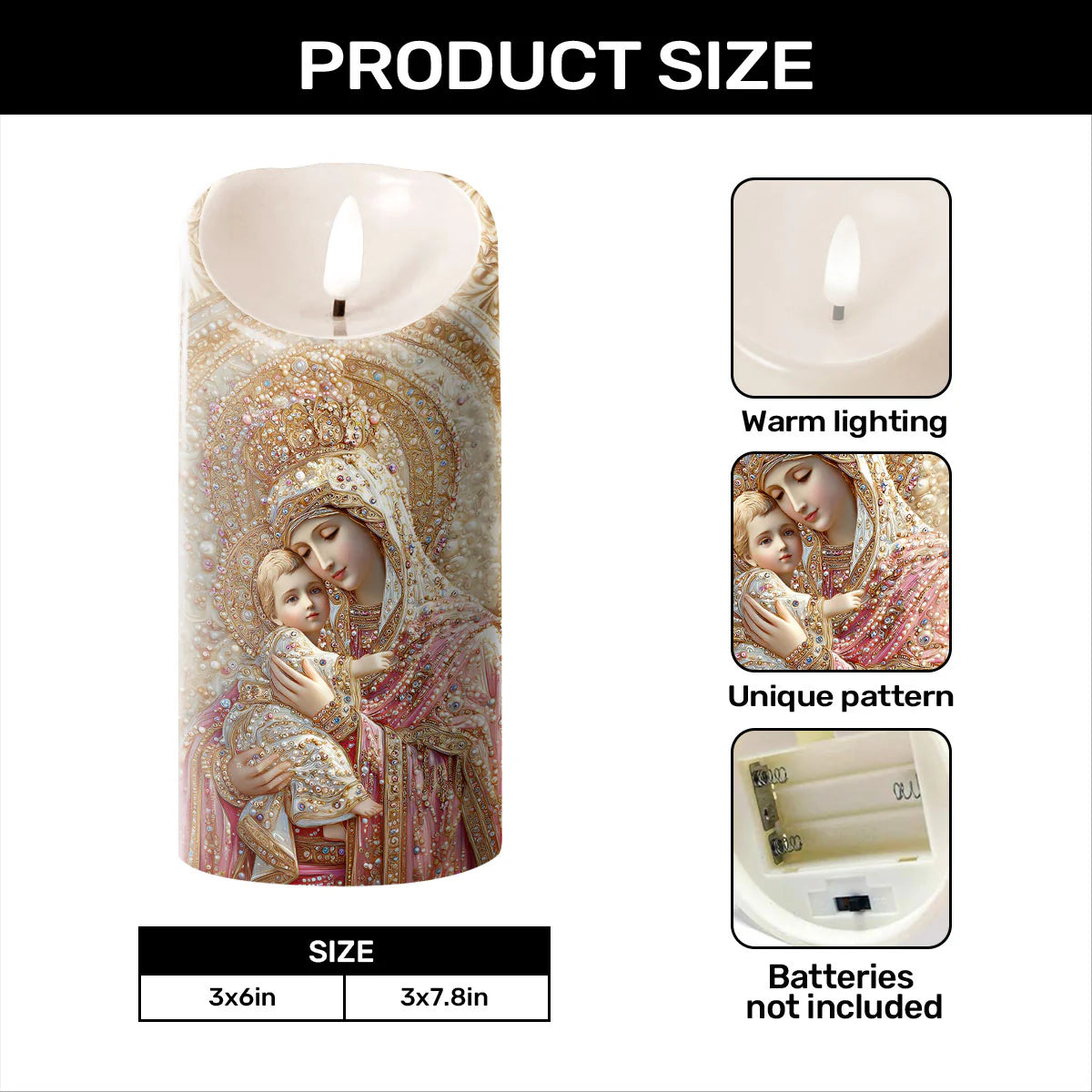 Queen Of Heaven And Child - Flameless LED Candle