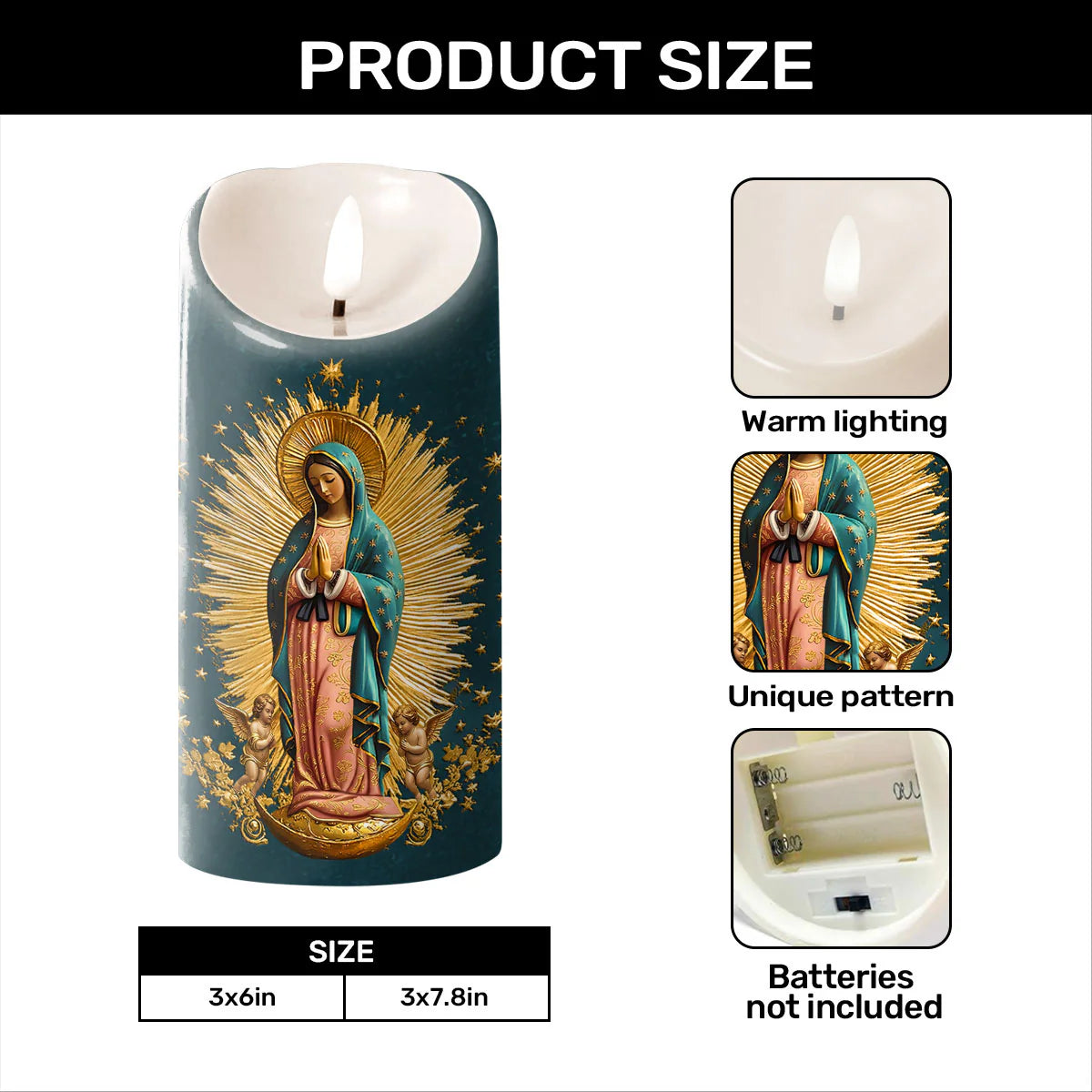 Heavenly Light Of Guadalupe - Flameless LED Candle
