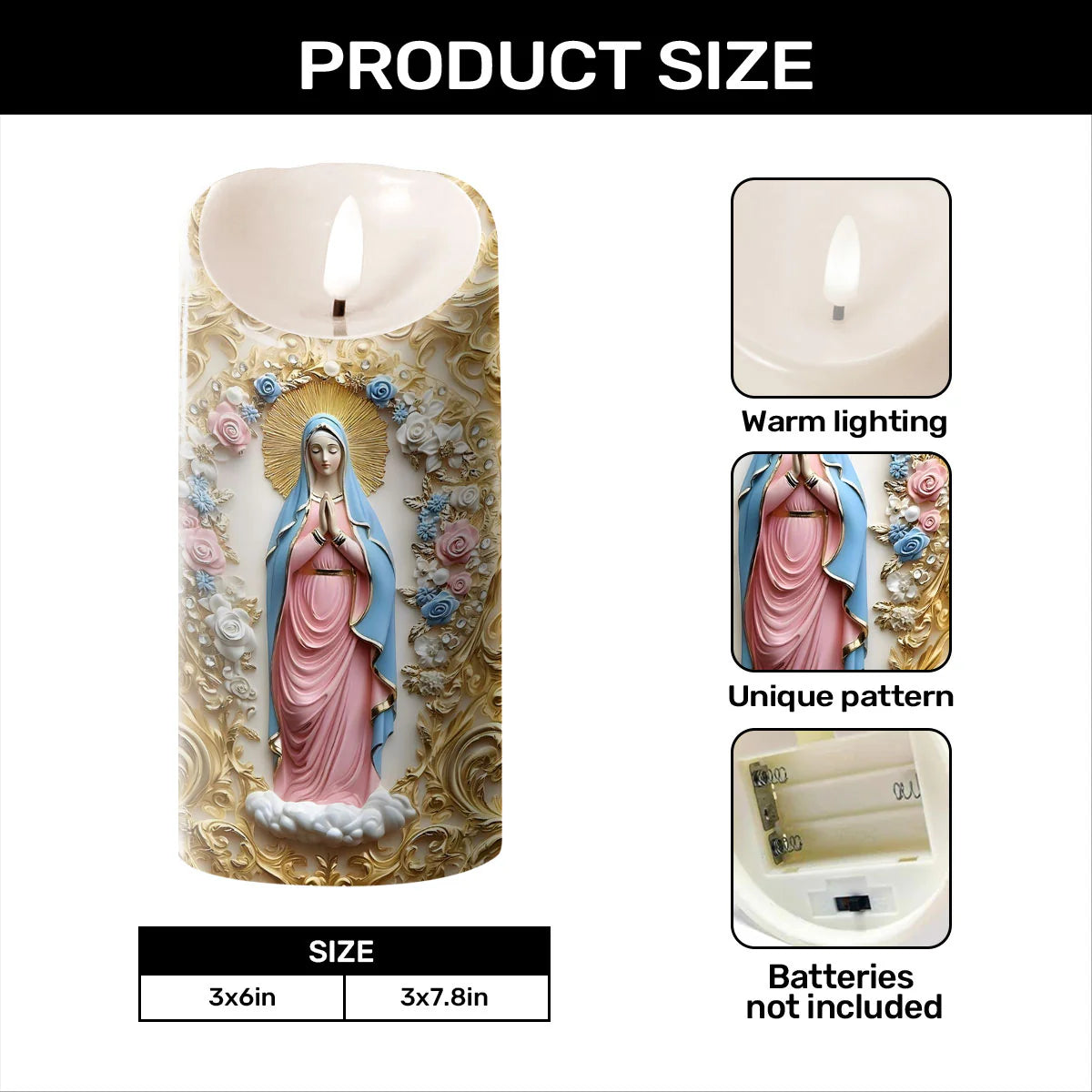 Hail Mary, Full Of Grace - Flameless LED Candle