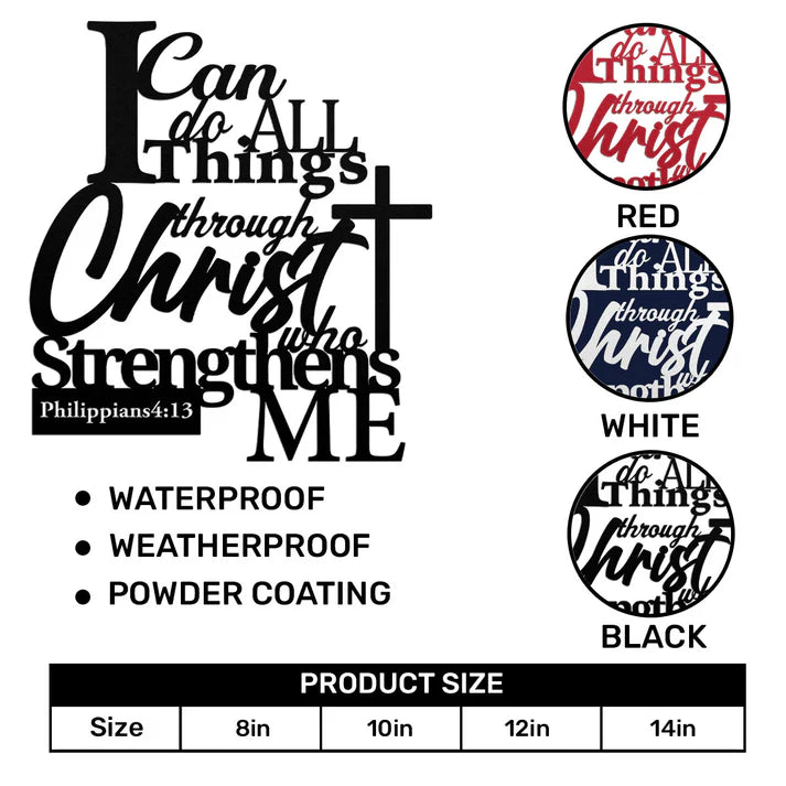 Strength Through Christ - Metal Wall Art Sign