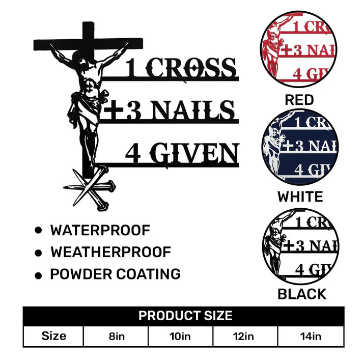 Paid In Full Cross And Nails - Metal Wall Art Sign