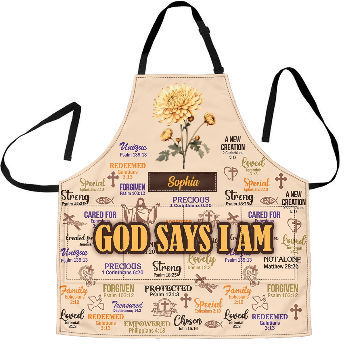 God Says I Am, Gift of Identity | Personalized Apron With Pocket