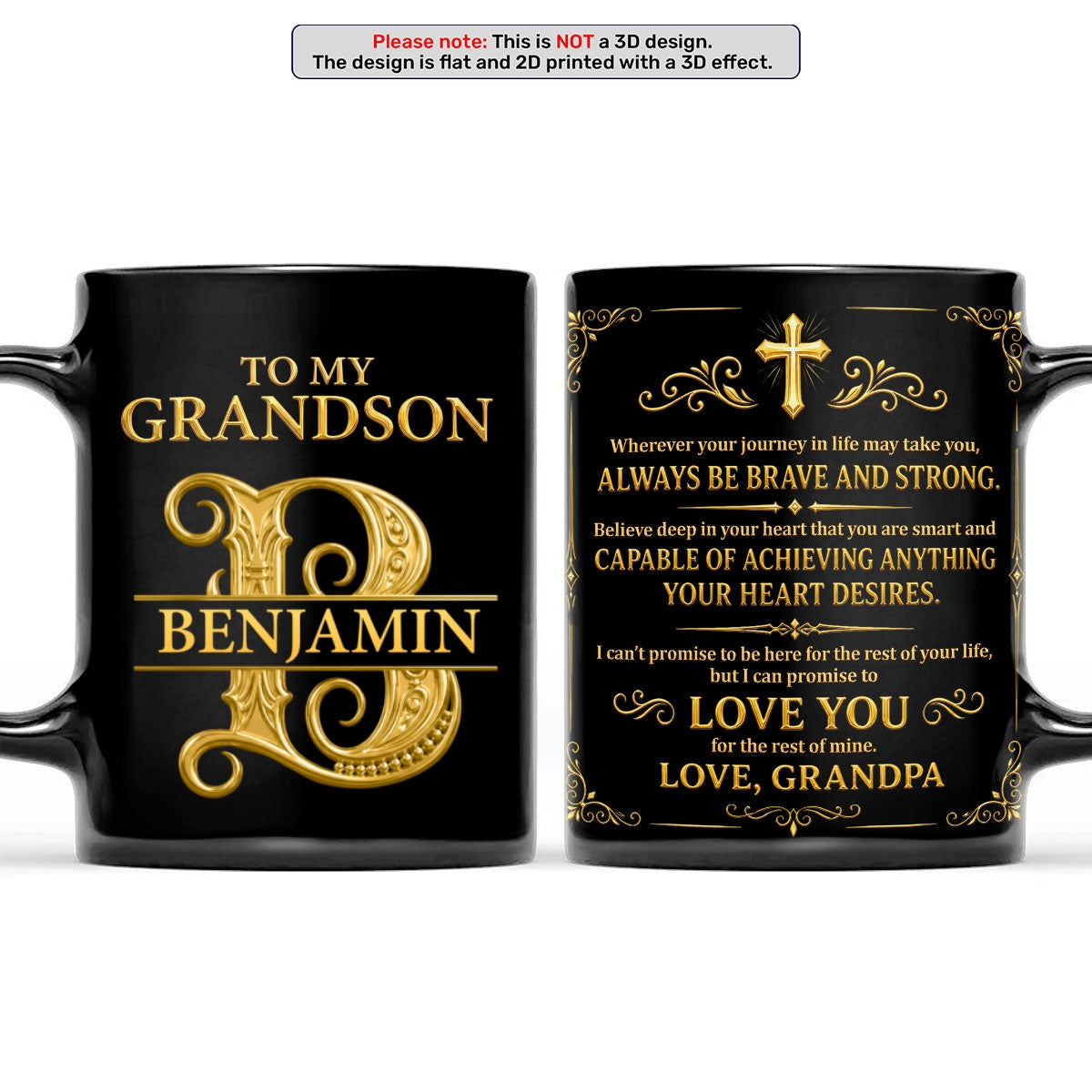 To My Grandson Always Be Brave And Strong, Gift For Grandson | Personalized Ceramic Coffee Mug
