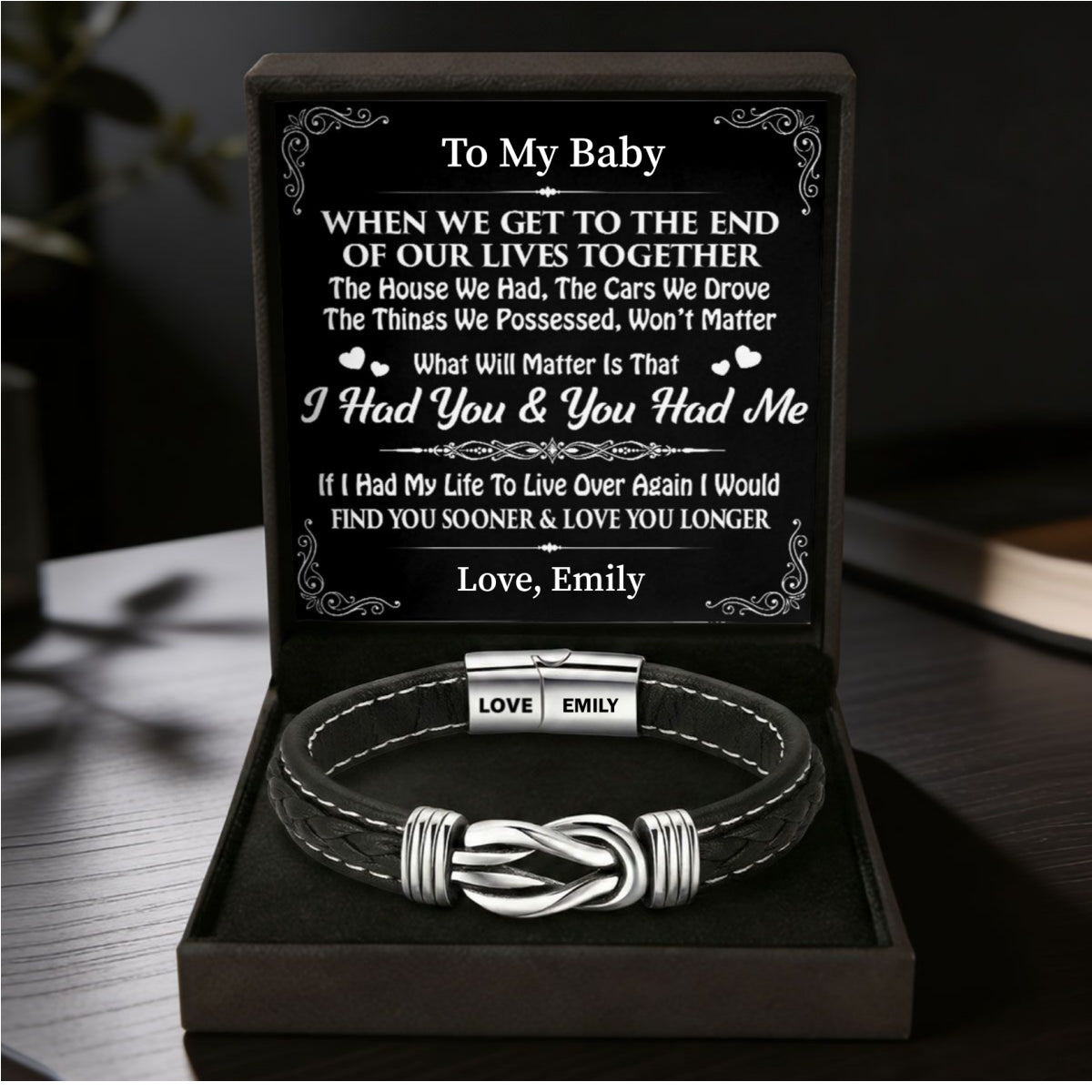 I Had You And You Had Me, Anniversary Gift For Husband - Personalized Braided Leather Infinity Bracelet