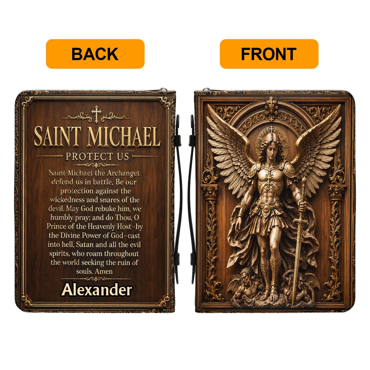 Saint Michael The Archangel, Gift For Him | Personalized Bible Cover