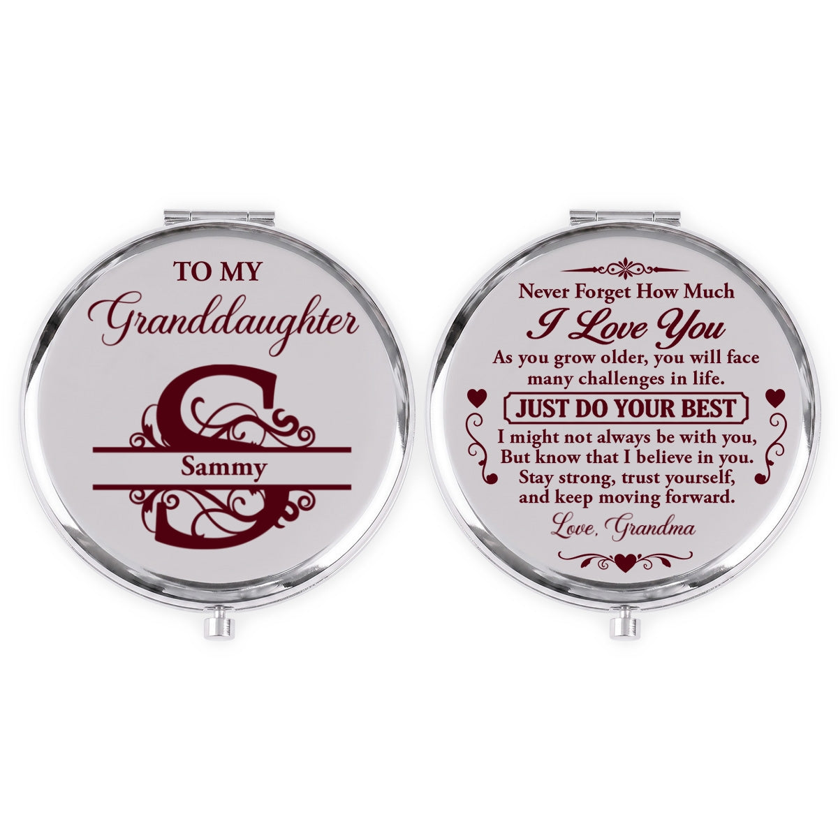 To My Granddaughter Never Forget How Much I Love You, Gift For Granddaughter | Personalized Circle Metallic Mirror