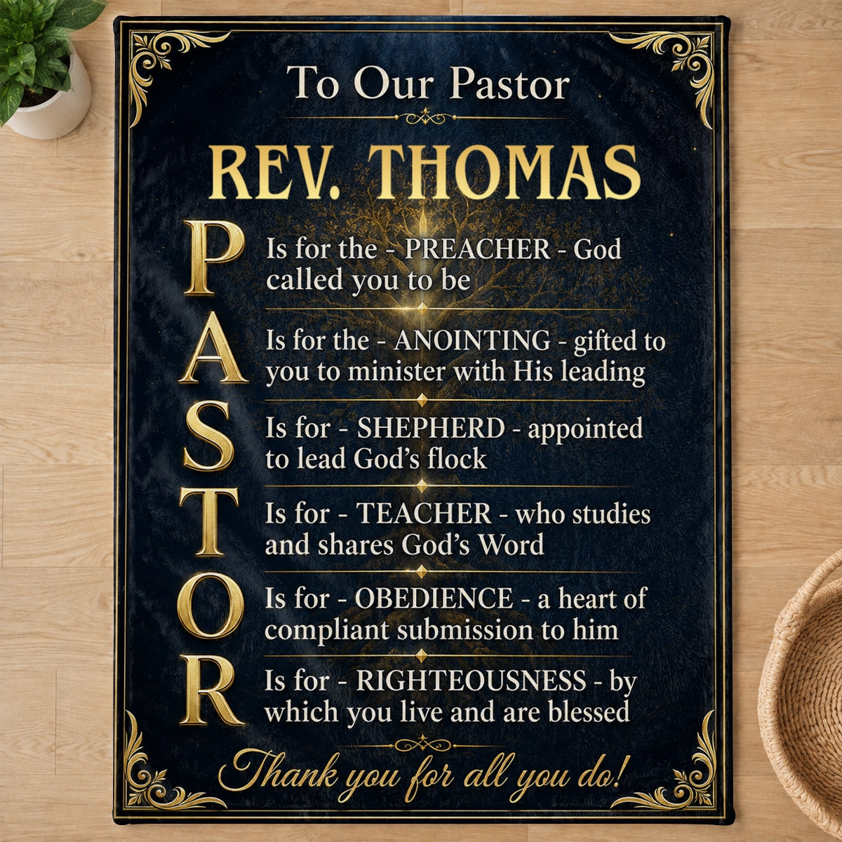 Faith & Gratitude Pastor, Gift For Pastor | Personalized Fleece Blanket