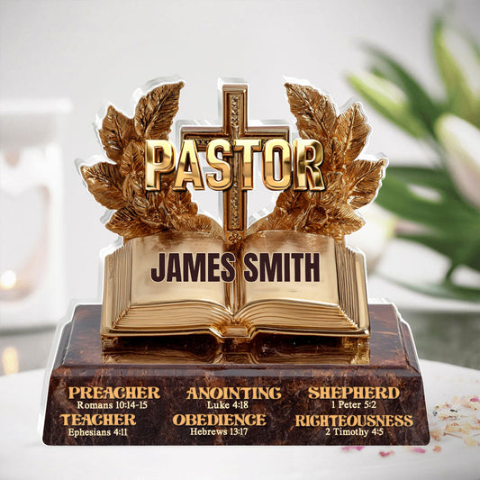 My Preacher, Teacher, Shepherd, Gift For Pastor | Personalized Custom Shaped Squared Acrylic Plaque