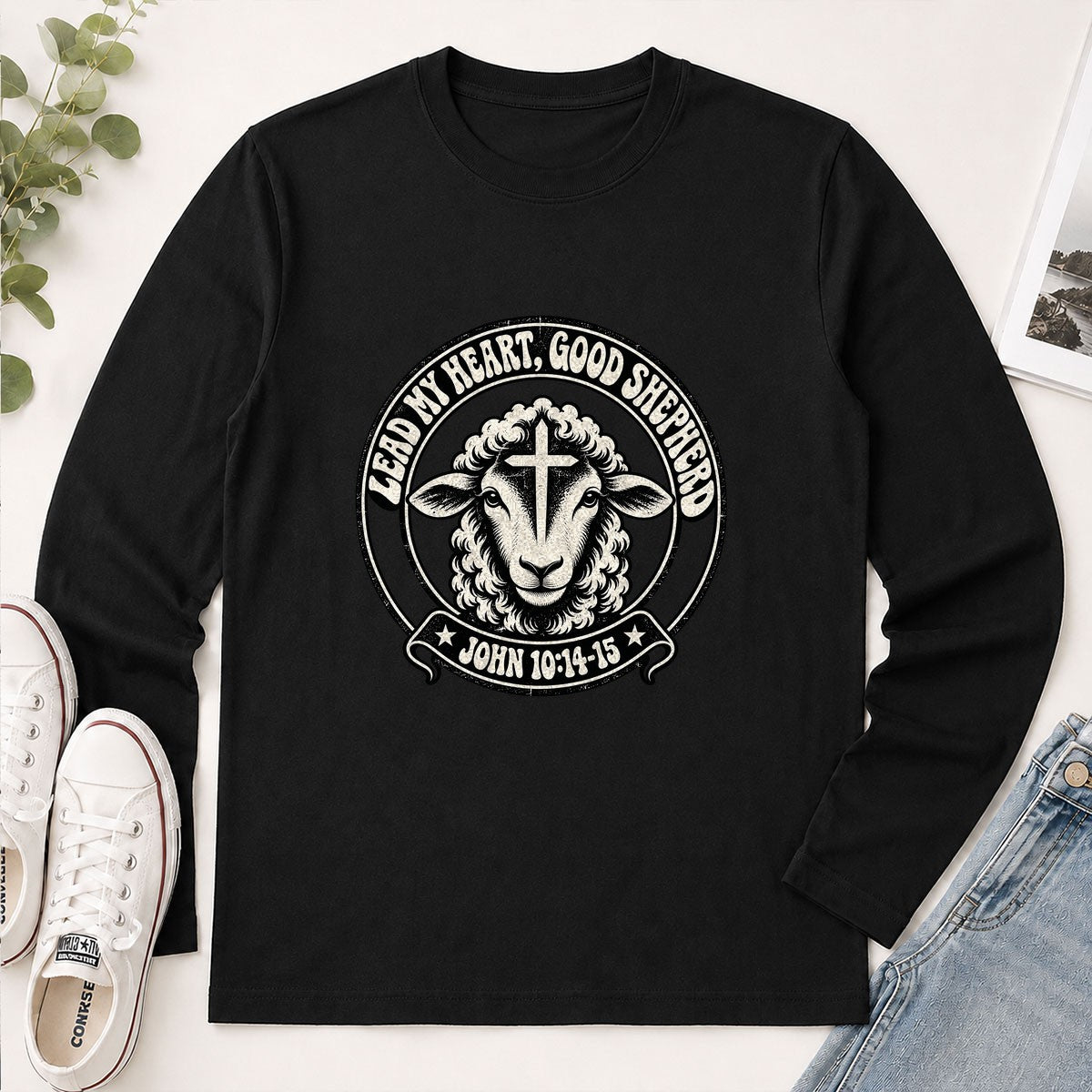 Lead My Heart Good Shepherd, Gift For Christian Mom | 2D Unisex Long Sleeve