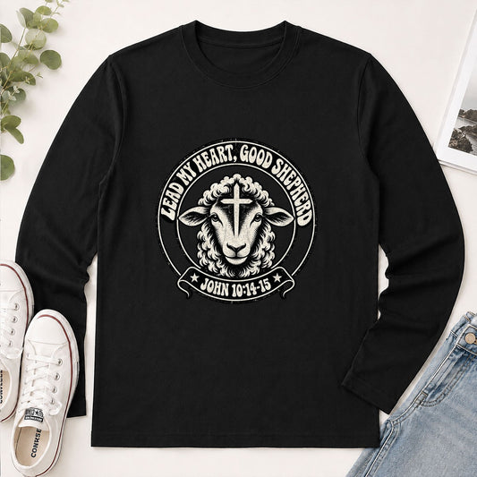 Lead My Heart Good Shepherd, Gift For Christian Mom | 2D Unisex Long Sleeve