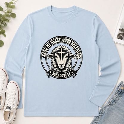Lead My Heart Good Shepherd, Gift For Christian Mom | 2D Unisex Long Sleeve