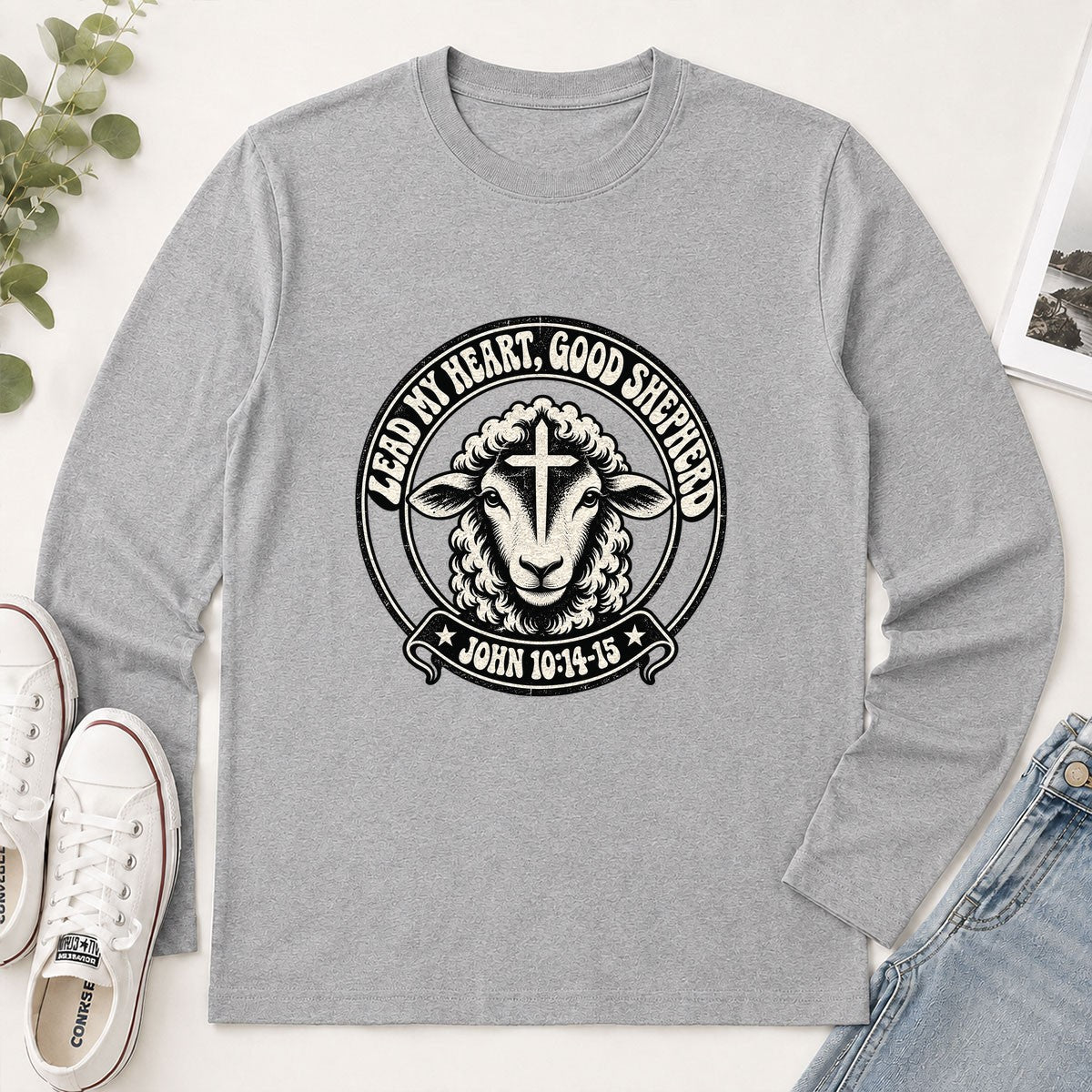 Lead My Heart Good Shepherd, Gift For Christian Mom | 2D Unisex Long Sleeve