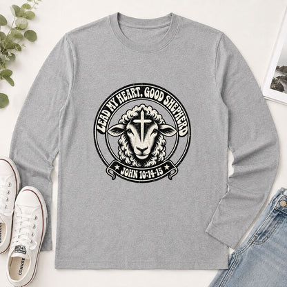 Lead My Heart Good Shepherd, Gift For Christian Mom | 2D Unisex Long Sleeve