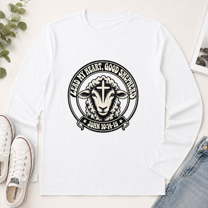 Lead My Heart Good Shepherd, Gift For Christian Mom | 2D Unisex Long Sleeve
