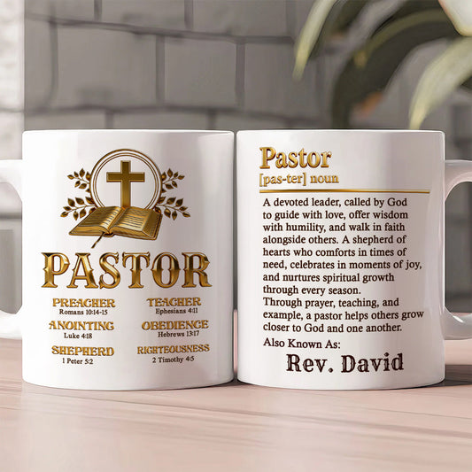 Pastor Definition, Gift For Pastor | Personalized Ceramic Coffee Mug