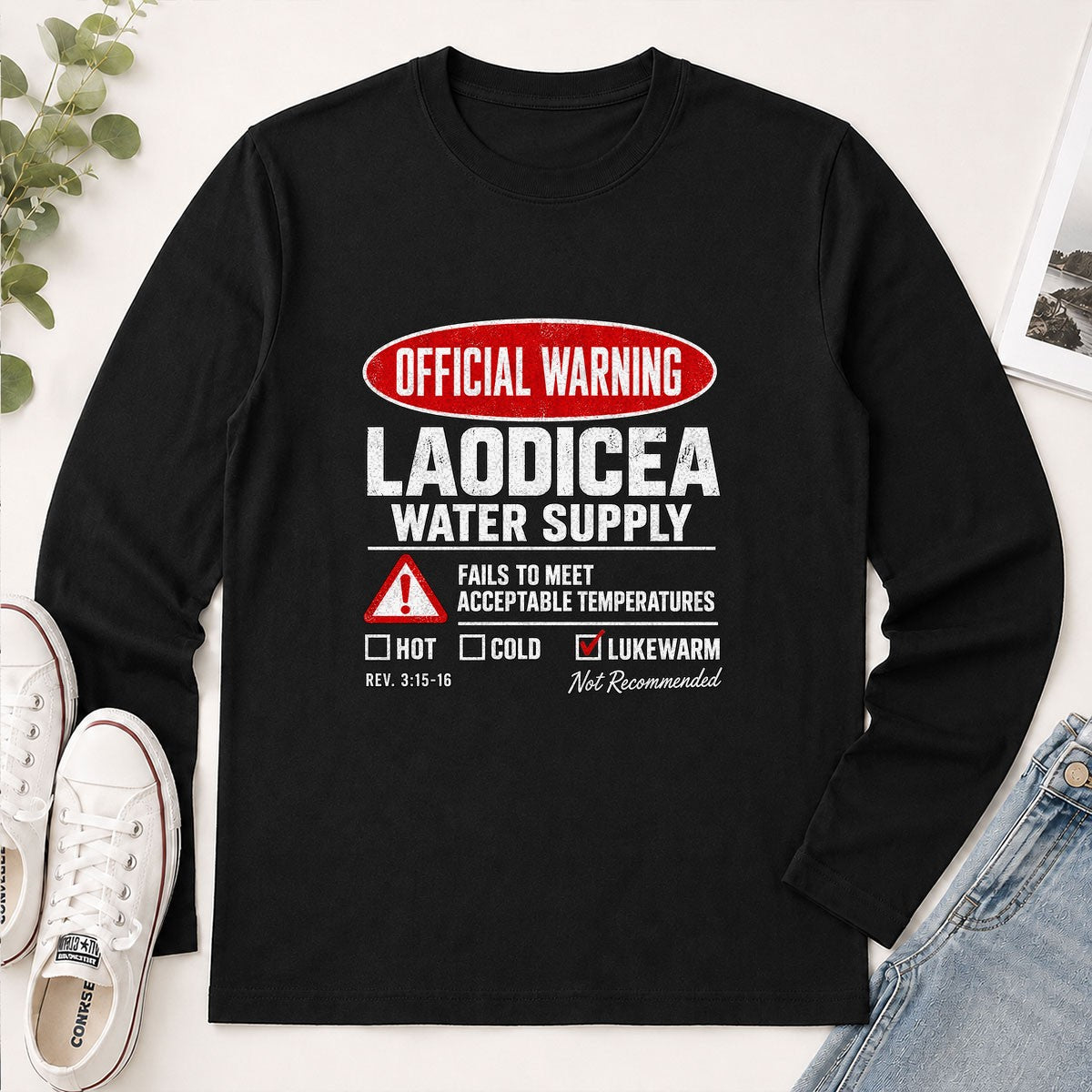 Official Warning Laodicea Water Supply, Gift For Bible Study Leader | 2D Unisex Long Sleeve