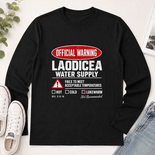 Official Warning Laodicea Water Supply, Gift For Bible Study Leader | 2D Unisex Long Sleeve