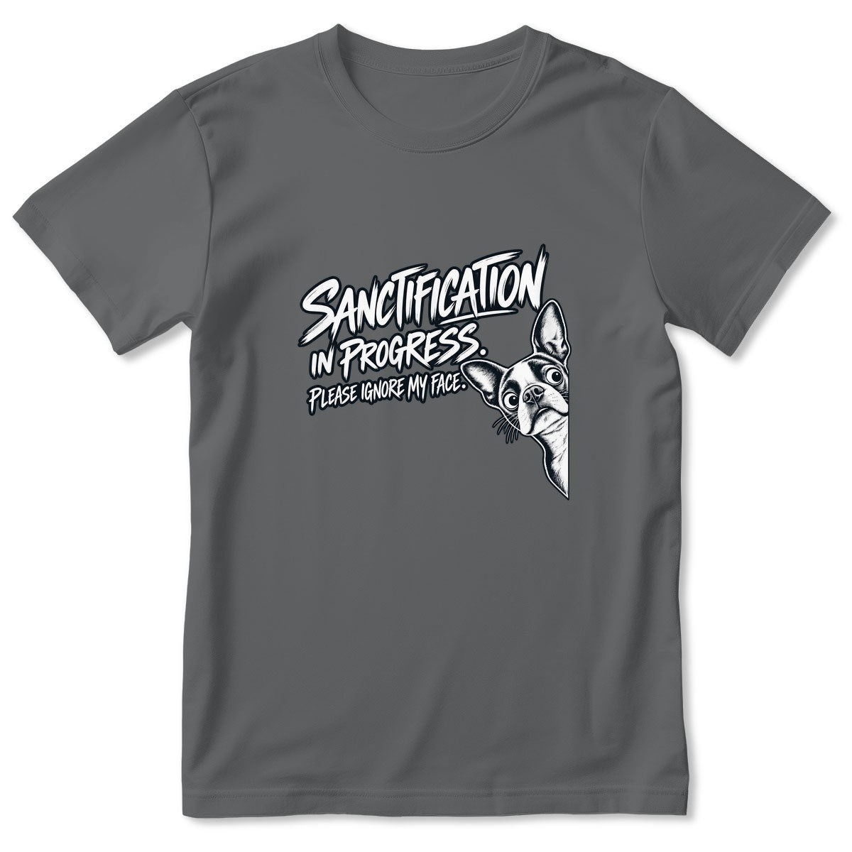 Sanctification In Progress Please Ignore My Face, Gift For Boston Terrier Mom | 2D Unisex T-shirt
