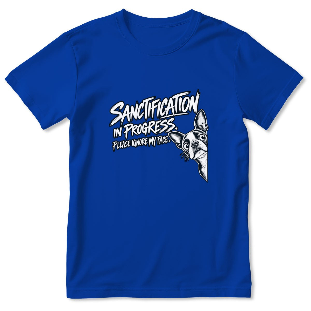 Sanctification In Progress Please Ignore My Face, Gift For Boston Terrier Mom | 2D Unisex T-shirt
