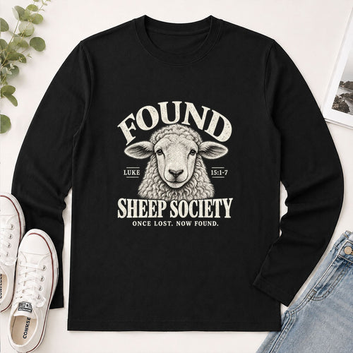 Found Sheep Society Once Lost Now Found, Gift For New Believer | 2D Unisex Long Sleeve