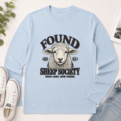 Found Sheep Society Once Lost Now Found, Gift For New Believer | 2D Unisex Long Sleeve