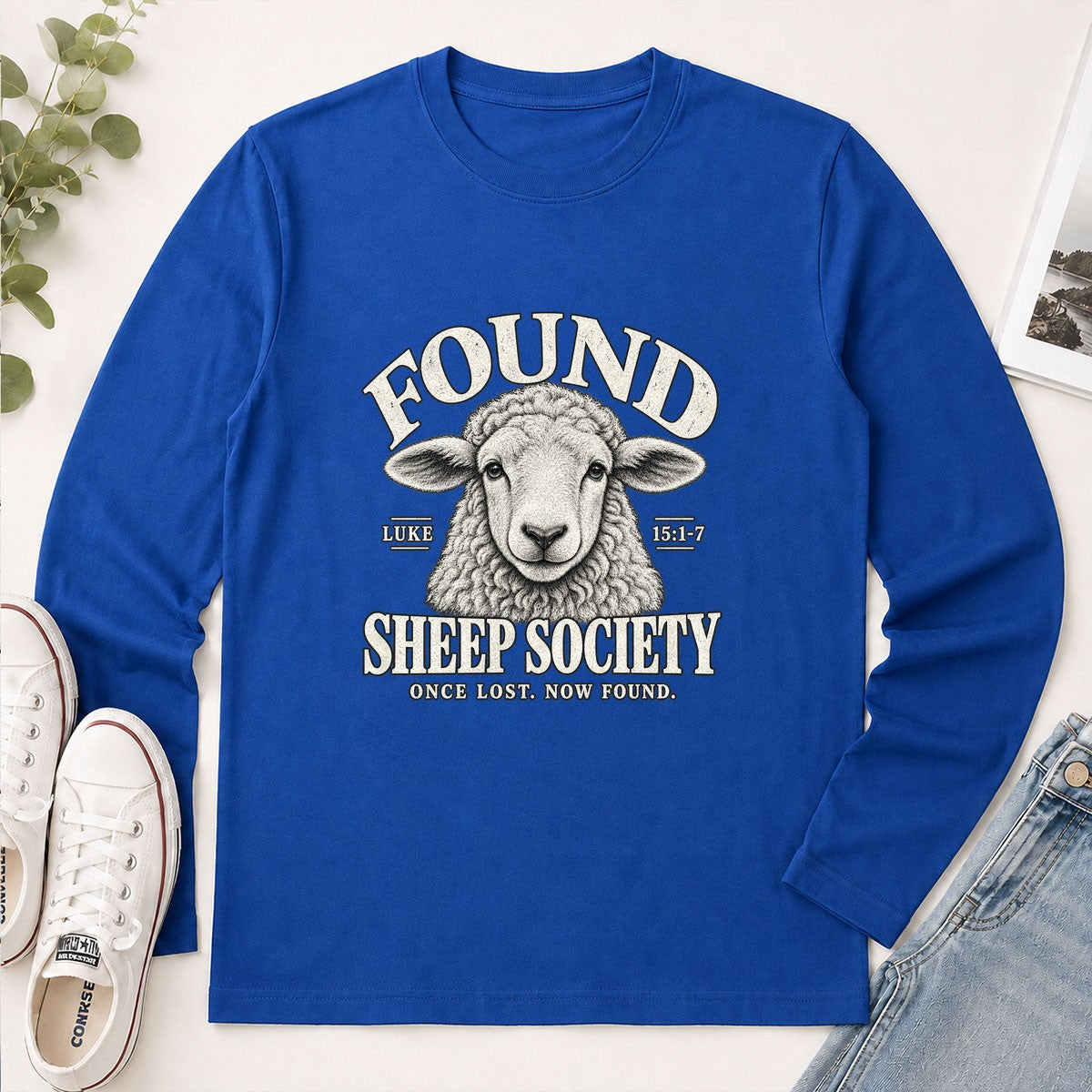 Found Sheep Society Once Lost Now Found, Gift For New Believer | 2D Unisex Long Sleeve