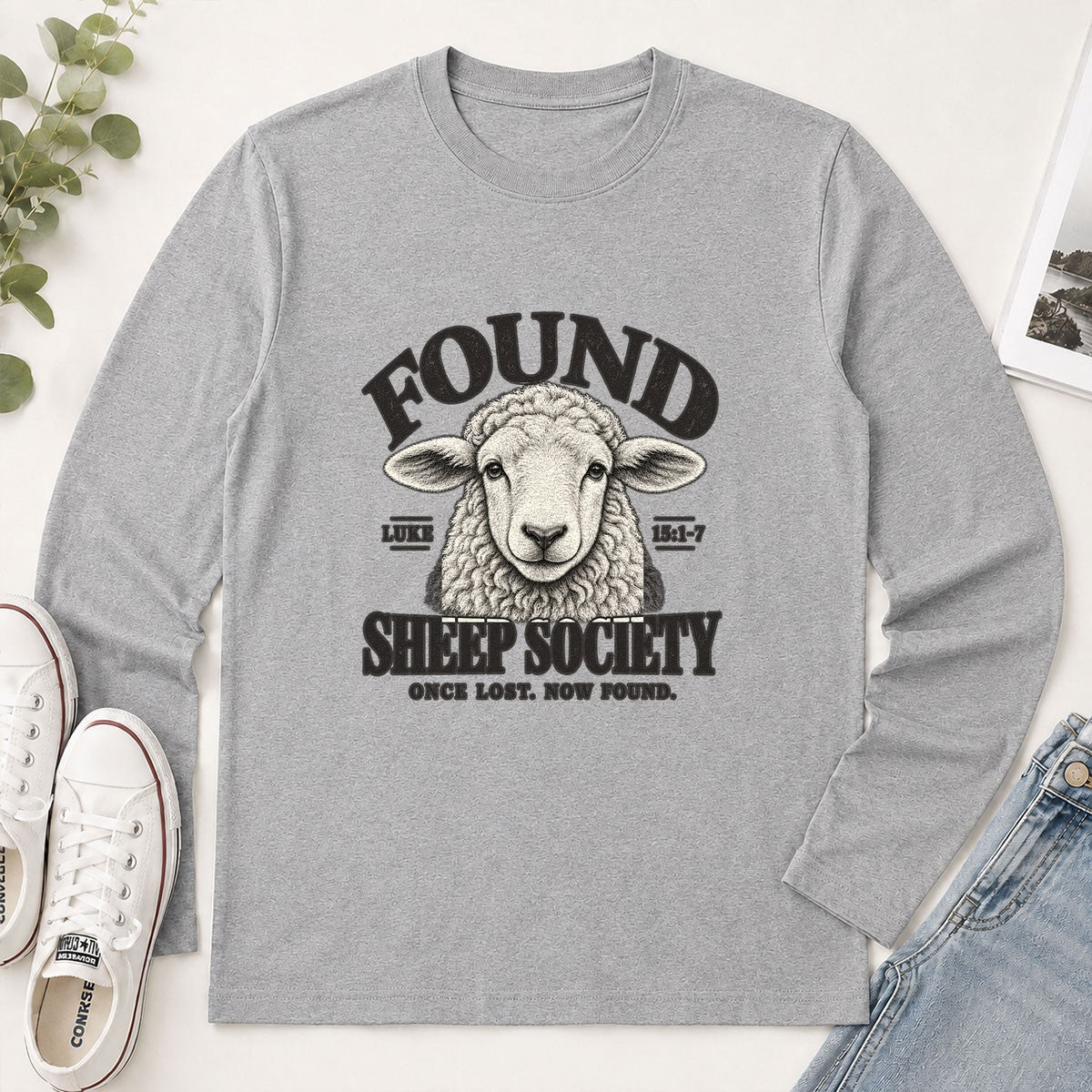 Found Sheep Society Once Lost Now Found, Gift For New Believer | 2D Unisex Long Sleeve