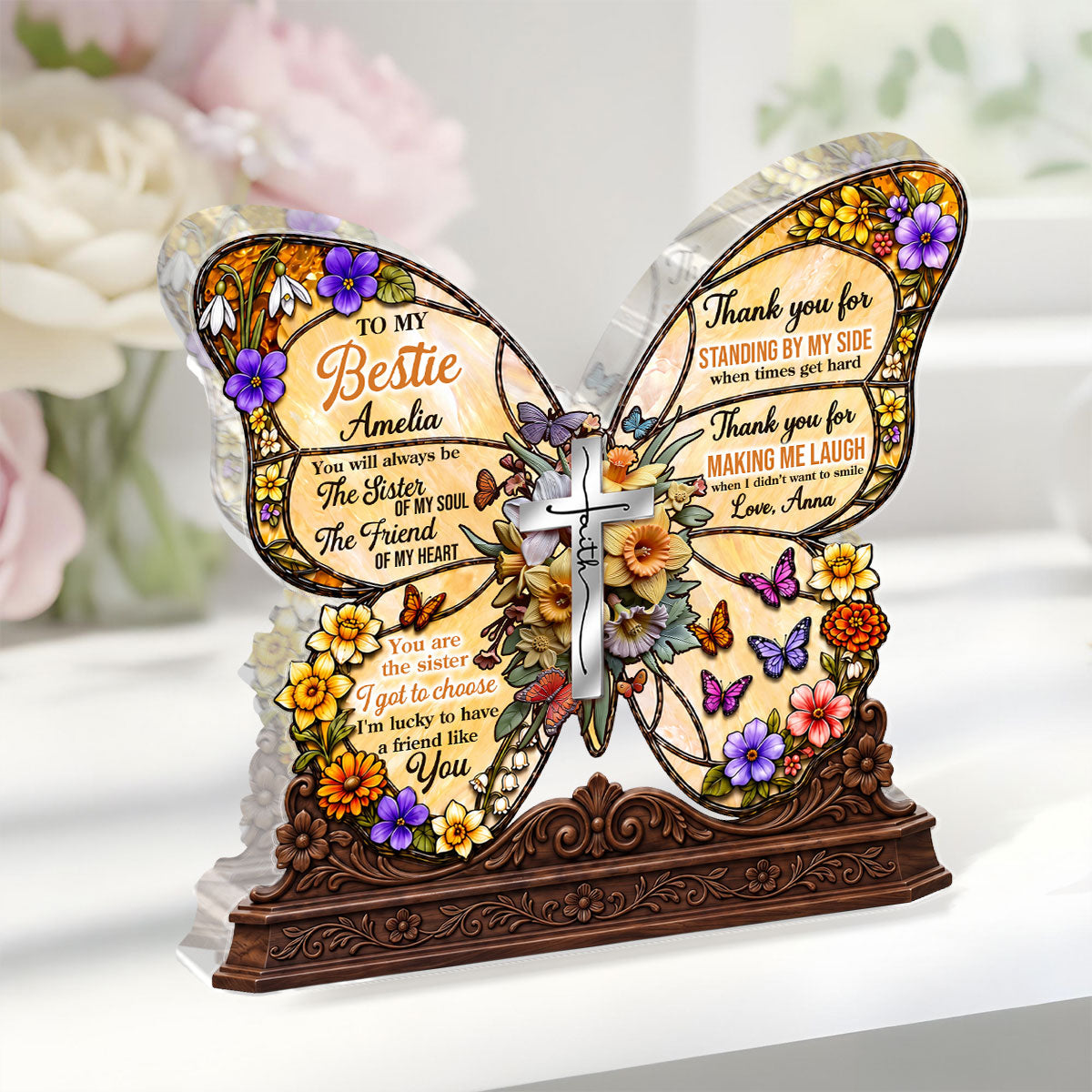 To My Bestie You Are The Sister Of My Soul, Gift For Best Friend | Personalized Custom Shaped Acrylic Plaque