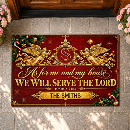 As For Me And My House We Will Serve The Lord, Gift For Family | Personalized Doormat