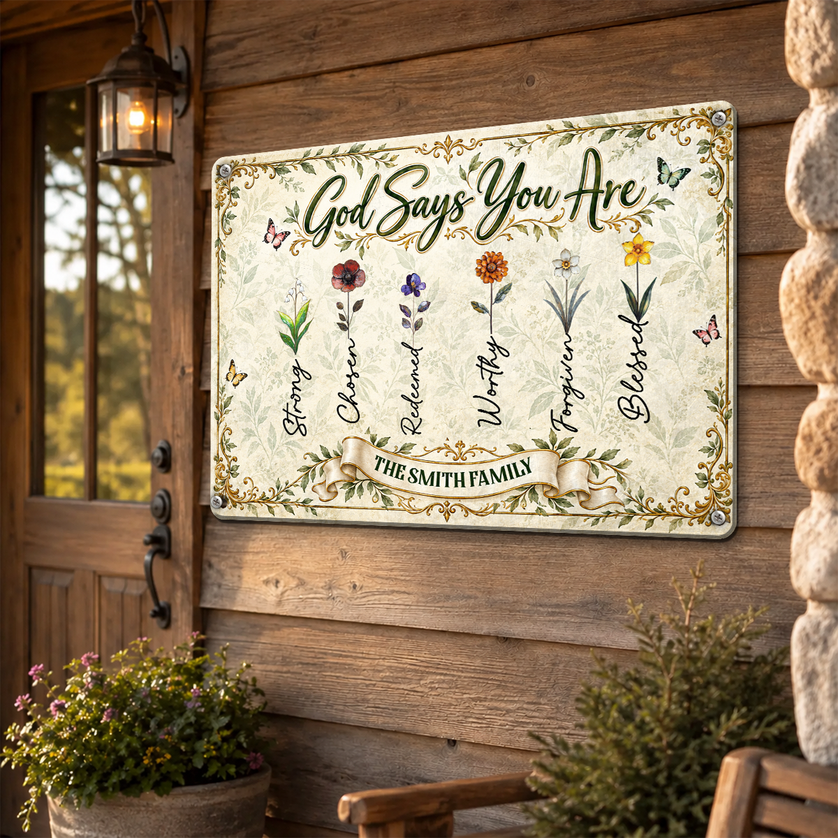God Says You Are, Gift For Family | Personalized Metal Sign