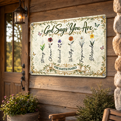 God Says You Are, Gift For Family | Personalized Metal Sign