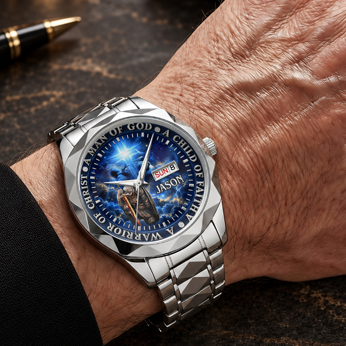 A Man Of God, Gift For Dad | Personalized Men's Wrist Watch