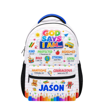 God Says I Am Back To School | Personalized Backpack