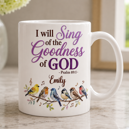 Singing God's Goodness With Birds, Gift of Praise | Personalized Ceramic Coffee Mug