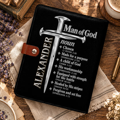 A Child Of God, Gift For Him | Personalized Leather Notebook Cover With Pocket
