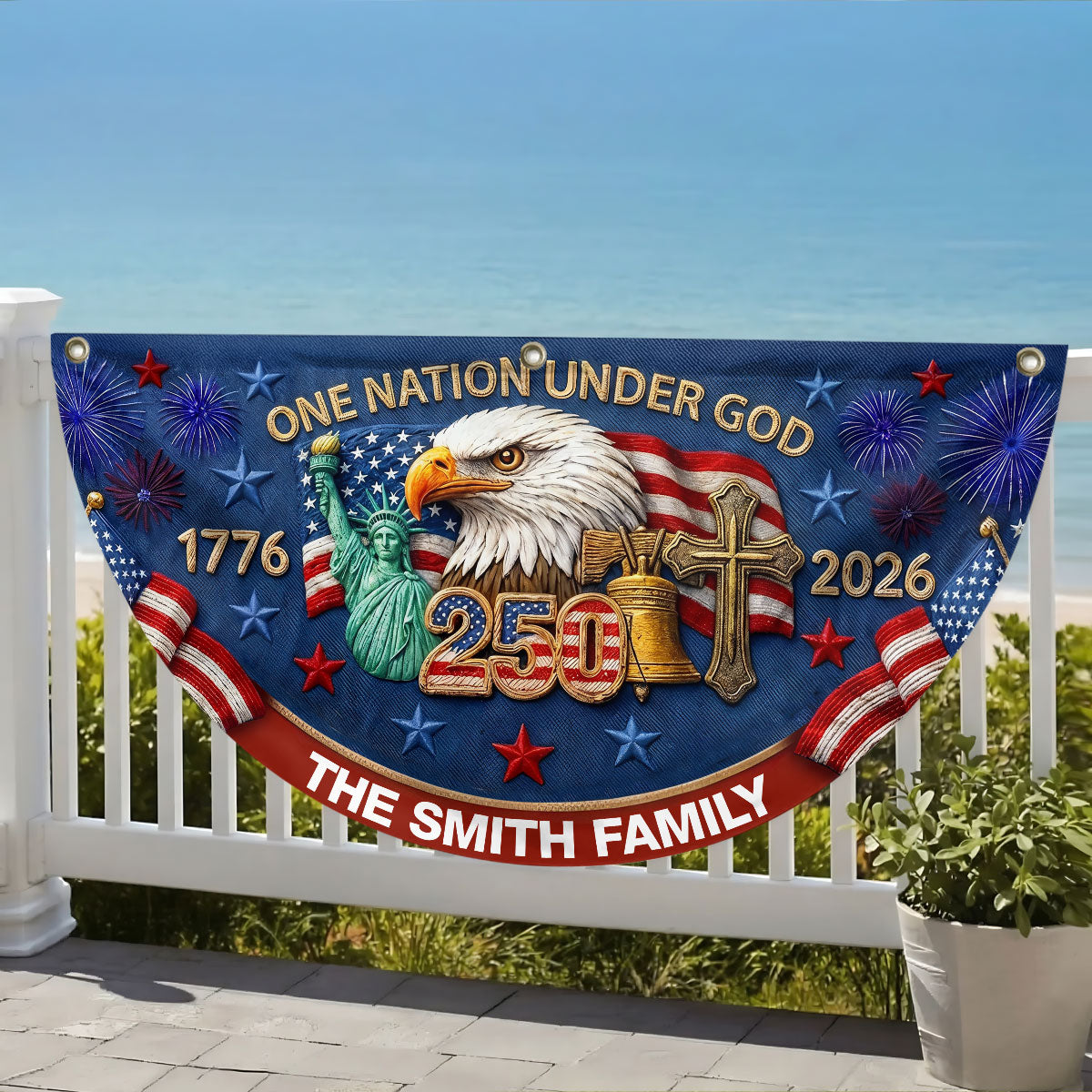 One Nation Under God - Personalized Non-Pleated Fan Flag