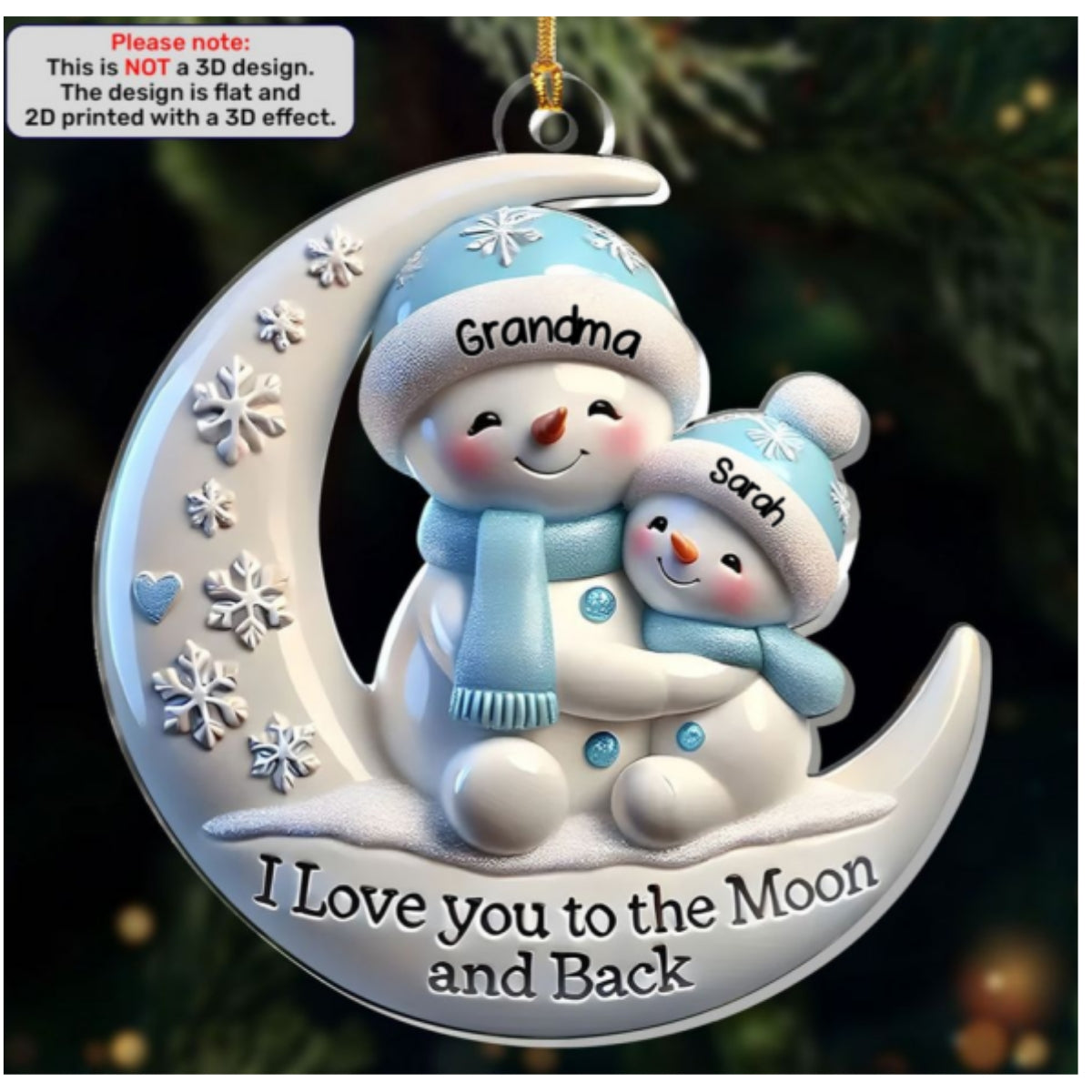 Grandma & Me Moonlight Snuggle, Gift For grandchildren | Personalized 1-Layer Acrylic Ornament
