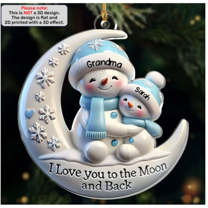 Grandma & Me Moonlight Snuggle, Gift For grandchildren | Personalized 1-Layer Acrylic Ornament